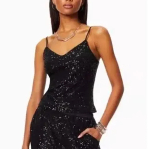 Ramy Brook Black Sequin Julienne Spaghetti Strap Tank Size Small NWT - Picture 1 of 10